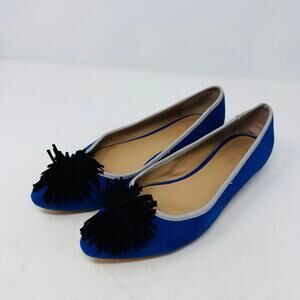 By Anthropologie Blue Suede Tassel Flats‎ Women’s Size 8.5 Statement Shoes